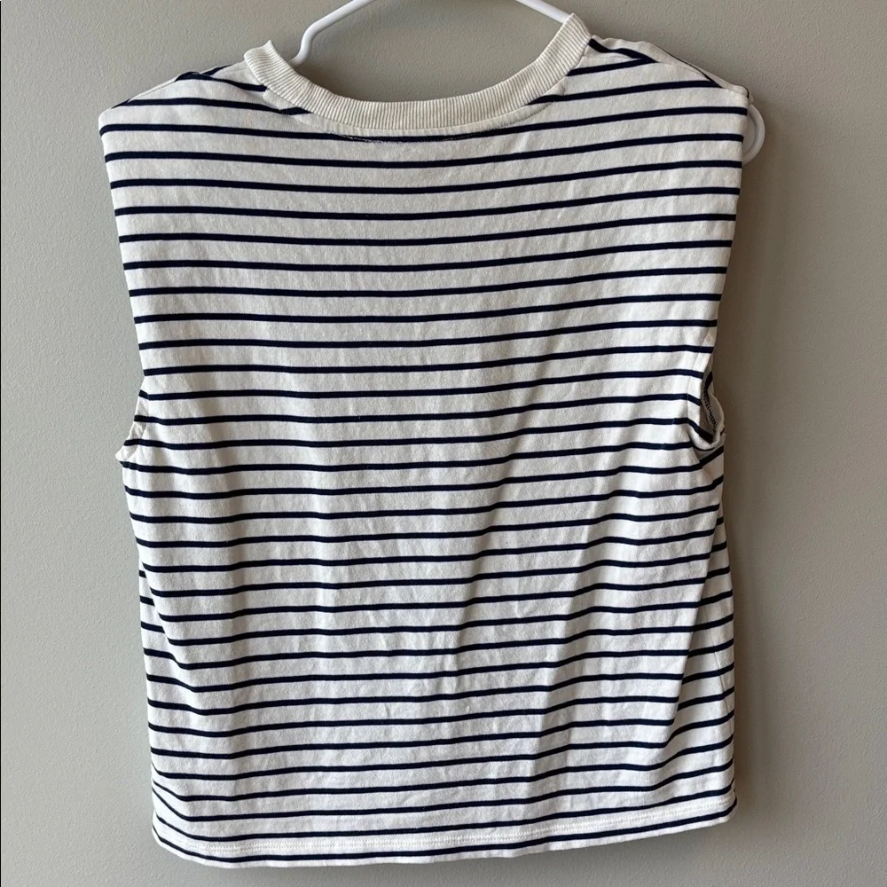 J. Crew White Tank with Navy Stripes